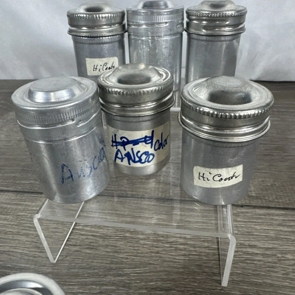 Lot of (7) Vintage Metal Aluminum 35mm Film Can Canisters W/Random Expired Film